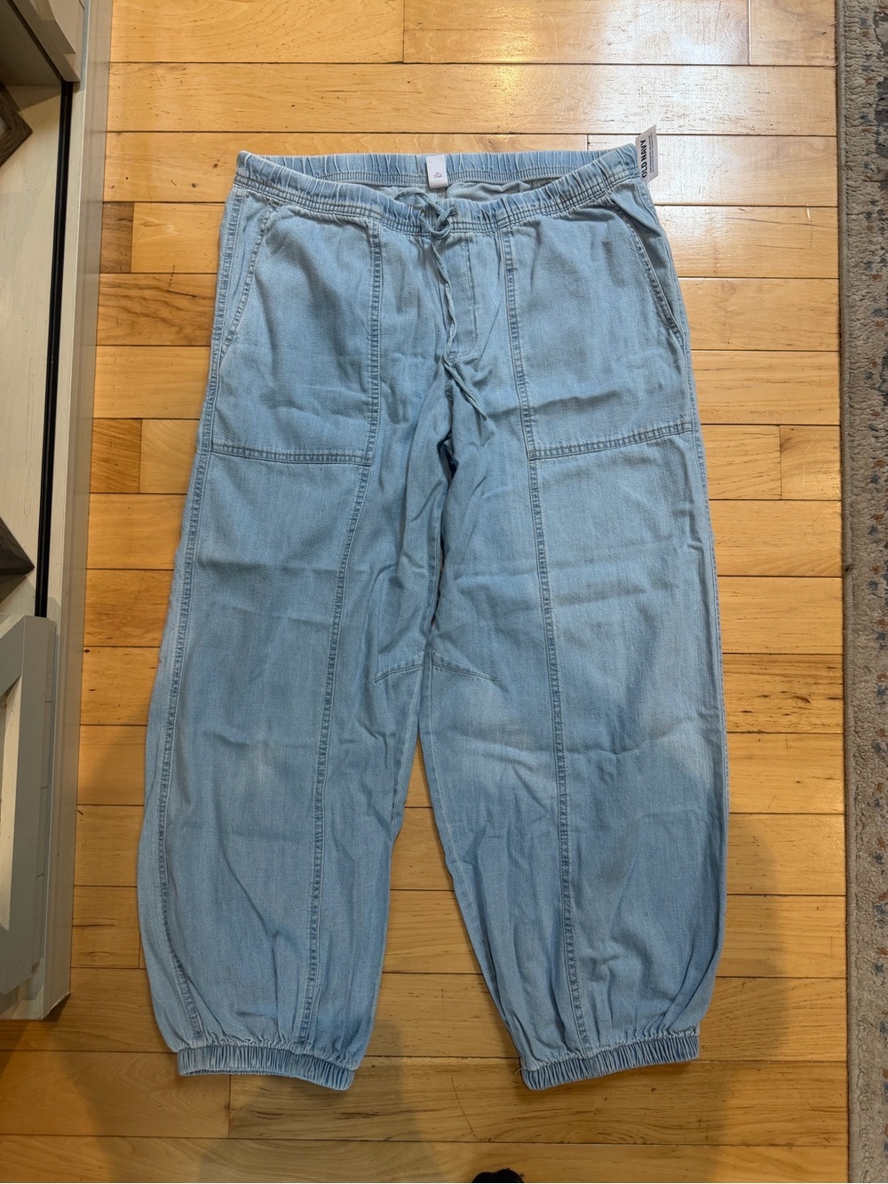 Old Navy Women’s Linen-Blend Mid-Rise Cropped Balloon Pants light Blue Size L